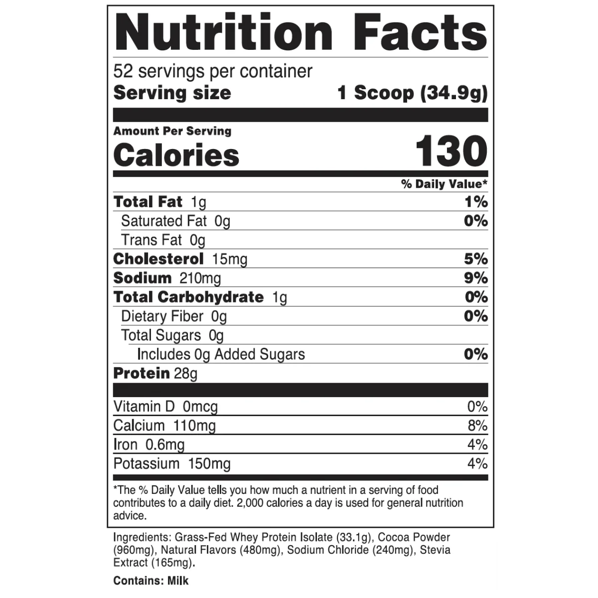 Transparent Labs 100% Grass Fed Milk Chocolate BIG TUB
