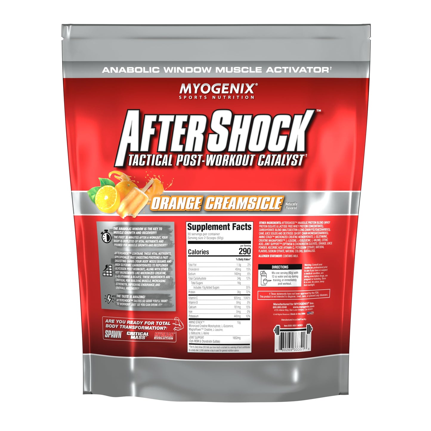 Myogenix Aftershock Post Workout Whey Protein Powder Orange Creamsicle