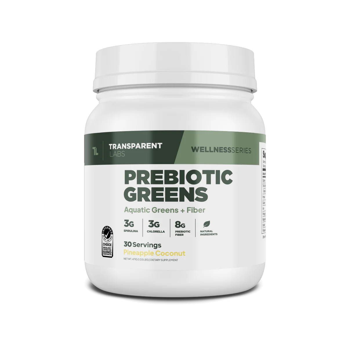 Transparent Labs Prebiotic Greens Pineapple Coconut