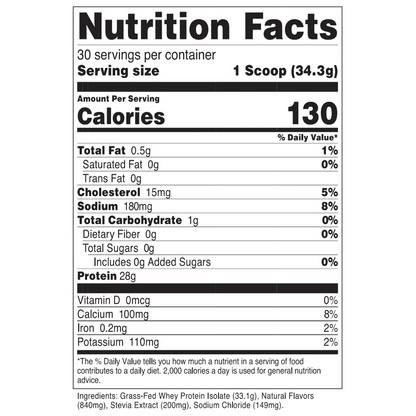 Transparent Labs Whey Protein Isolate 100% Grass-Fed French Vanilla